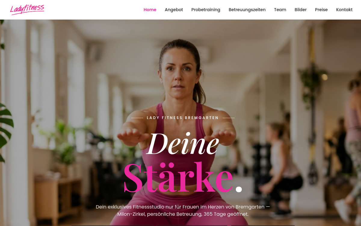 Website Lady Fitness Bremgarten