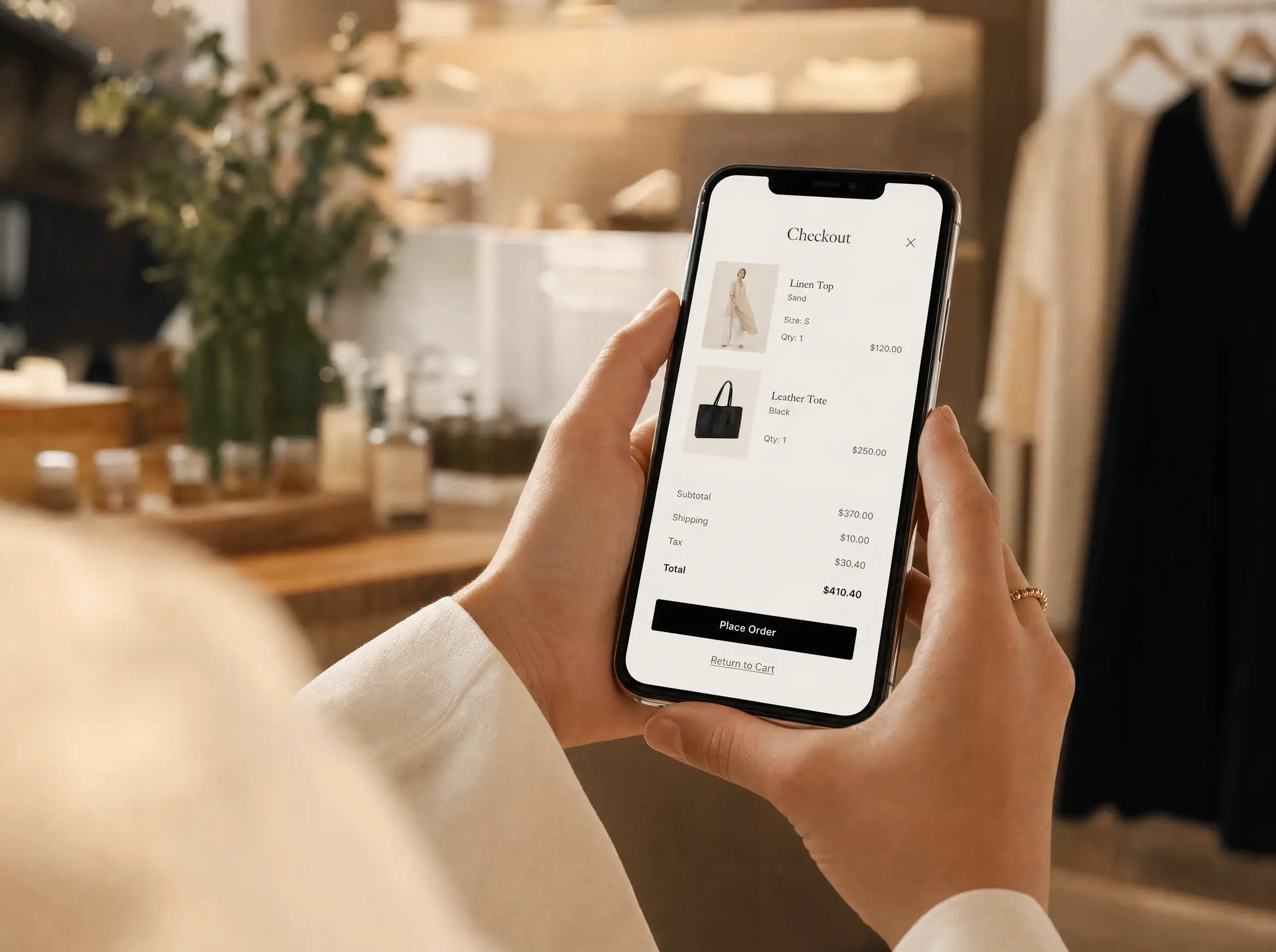 Online-Shop Checkout auf dem Smartphone